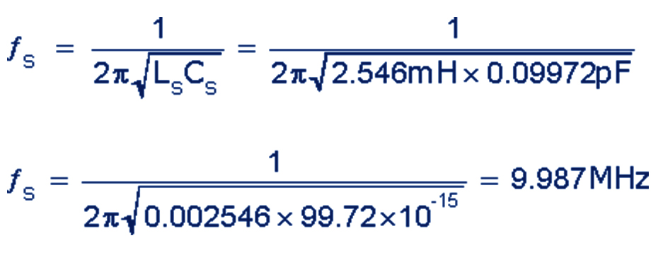 晶體串聯(lián)諧振頻率，?s